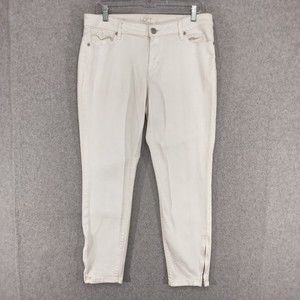 Ann Taylor LOFT Curvy Skinny Ankle Jeans Wmn 30/10 White Denim Dark Wash Stretch